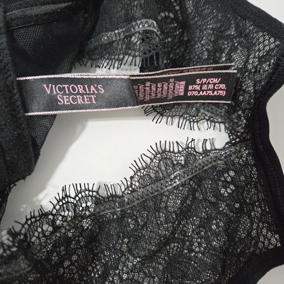 Victoria's Secret Shimmer Halter‎ Lace Bralette in Black - Size Small - Picture 6 of 8